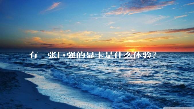 有一张巨强的显卡是什么体验？